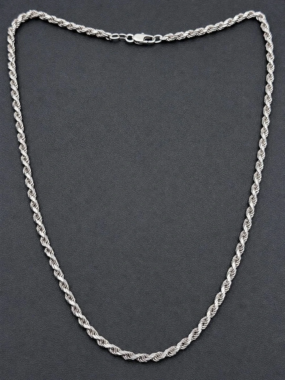 Italy 925 Sterling Silver solid Rope chain necklace 20” 4mm